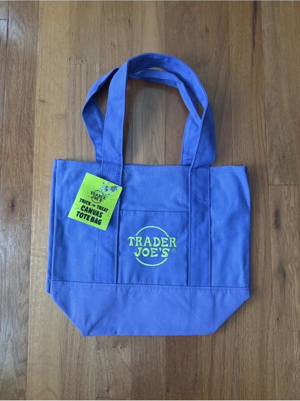 Trader Joe’s Lilac and Neon Green Halloween Trick-or-Treat Mini Canvas Tote Bag